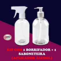 Kit com 1 borrifador + 1 saboneteira(aplicador álcool) uso geral