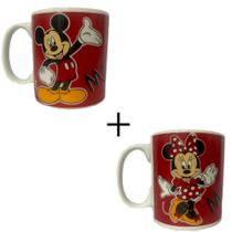 Kit Com 1 Caneca Do Mickey E 1 Caneca Da Minnie De 310ml De Porcelana Disney