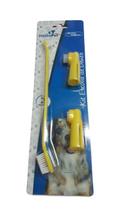 Kit com 1 Escova Cabo Longo Duas Cabeças +2 Escova Dental tipo Dedeira para Pet