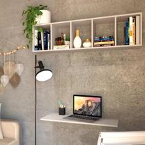 Kit com 1 Escrivaninha Suspensa 80cm e 1 Prateleira com 5 Nichos