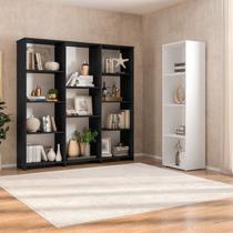 Kit com 1 Estante Livreiro 11 Nichos Odelia e 1 Estante Modular 4 Nichos Calum Kit com 1 Estante Livreiro 11 Nichos Odelia e 1 Estante Modular 4 Nichos Calum