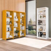 Kit com 1 Estante Multiuso 5 Nichos Montreal e 1 Estante Livreiro 11 Nichos Odelia