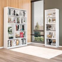 Kit com 1 Estante Multiuso 5 Nichos Montreal e 1 Estante para Livros 4 Prateleiras Seattle Kit com 1 Estante Multiuso 5 Nichos Montreal e 1 Estante para Livros 4 Prateleiras Seattle