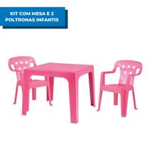 Kit com 1 Mesinha + 2 Poltroninhas Kids Mor Infantil Resistente Empilhável