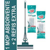 Kit com 1 mop flash limp limpeza geral plus absorvente + 2 refis de pva extra