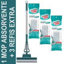 Kit com 1 mop flash limp limpeza geral plus absorvente + 3 refis de pva extra