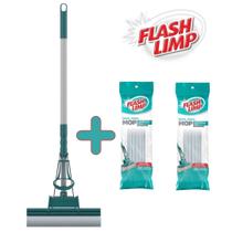 Kit com 1 Mop Limpeza Geral Plus Rodo Lava e Seca MOP7671 + 2 Refil Esponja em PVA RMOP7671 Flash Limp