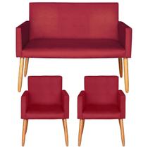 Kit com 1 Namoradeira 2 Poltronas Nina Para Recepção Clinica 4 Lugares Resistente Para Recepção Sala de Espera