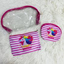 Kit Com 1 Necessaire E 2 Bolsinhas De Listras Impermeável 12058-8R
