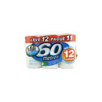 Kit com 1 papel higiênico mili folha simples rolo 60 metros pacote leve 12 pague 11 unidades