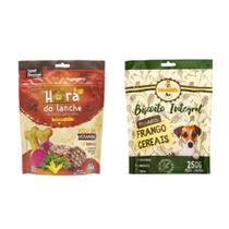 Kit com 1 Petisco Biscoito Hora do Lanche Sabor Carne e 1 Petisco Biscoito Integral Sabor Frango Brincalhão