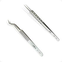 Kit Com 1 Pinça Curva E 1 Reta De Posicionamento De Estanho De Precisão De Aço Inoxidável Não Magnético