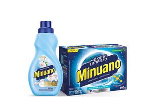 Kit com 1 Sabão em Pó Minuano Máxima Proteção Floral 900g e Kit com 1 Amaciante Minuano Máxima Proteção Clássico 500ml