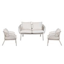 Kit com 1 Sofa e 2 Poltronas Noronha em Polipropileno Estofado Resistente a Água Base em Aço Pintado