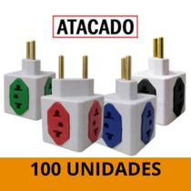 Kit com 10 25 50 e 100 Adaptador Tomada 10/20A PINO CUBO 4 em 1 Benjamin