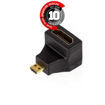 Kit com 10 Adaptador Micro HDMI Macho para HDMI Fêmea 90 Graus