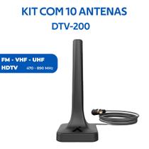 Kit com 10 Antenas Digital Interna com Cabo 2,5 metros Aquário - DTV-200