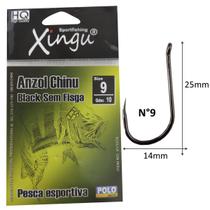 Kit Com 10 Anzol Sem Farpa Fisga Liso Xingu Chinu Black N9