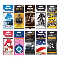 Kit com 10 Aromatizantes Automotivo Areon Cheiro Odorizador Carro Cheiro Fragâncias Frutado Cítrico