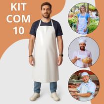 Kit Com 10 Avental De Pvc Forrado Impermeável Tiras Soldadas Branco
