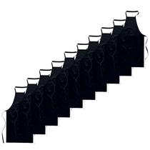 Kit com 10 Avental Frontal Liso Oxford Preto