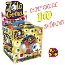Kit Com 10 Balas Zóio Goma Kids Zone Balas Gelatina Olhos