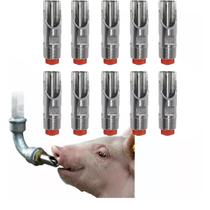 Kit Com 10 Bebedouro Suíno Porco Adulto Chupetas Inox Mordida