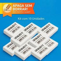 Kit com 10 borrachas branca escolar escritório leo&leo