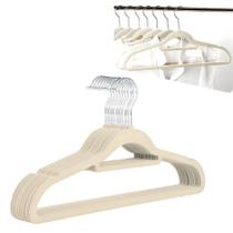 Kit Com 10 Cabides Slim De Veludo - Organização E Sofisticação bege Kit Com 10 Cabides Slim De Veludo - Organização E Sofisticação bege