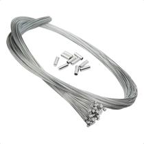 Kit com 10 Cabos de Aço para Freio de Bicicleta 3m Cromados e 10 Terminais de Alta Resistência