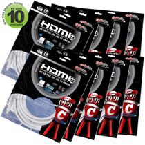 Kit com 10 Cabos HDMI 2.0 4K Ultra HD 3D, Branco - 10 metros