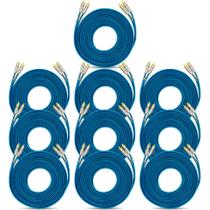 Kit com 10 Cabos RCA 5 Metros Dupla Blindagem Cobre Azul Kit com 10 Cabos RCA 5 Metros Dupla Blindagem Cobre Azul