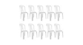 Kit Com 10 Cadeira Plástico Bistro Bela Vista Branca - Mor Kit Com 10 Cadeira Plástico Bistro Bela Vista Branca - Mor