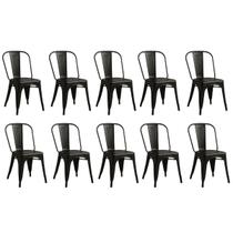 Kit Com 10 Cadeiras de Design Tolix Metal sala cozinha Bar empilhavel Garden Life Kit Com 10 Cadeiras de Design Tolix Metal sala cozinha Bar empilhavel Garden Life