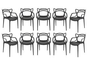 Kit com 10 Cadeiras de Jantar Cozinha Restaurantes Pub Comercial Alegra Preta