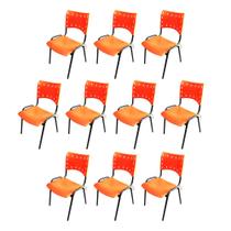 Kit com 10 Cadeiras ISO PP RP Empilhavel Color - Laranja