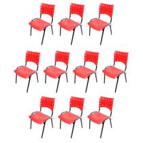 Kit com 10 Cadeiras ISO PP RP Empilhavel Color - Vermelho Kit com 10 Cadeiras ISO PP RP Empilhavel Color - Vermelho
