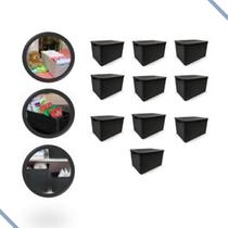 Kit com 10 Caixa/Cesto Organizadora Rattan Cesto com Tampa 7L