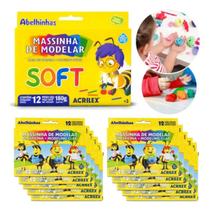 Kit com 10 Caixa de Massinha De Modelar Soft 180g 12 Cores Kit com 10 Caixa de Massinha De Modelar Soft 180g 12 Cores