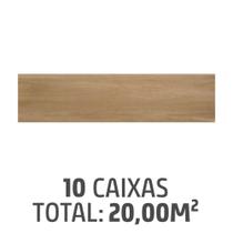 Kit com 10 Caixas de Porcelanato Carvalho Natural 26x106cm Caixa 2,00m² Retificado Marrom