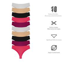 Kit Com 10 Calcinha Corte Laser Tanga Sortidas