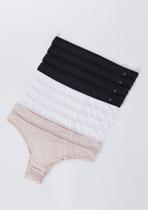 Kit Com 10 Calcinhas Básicas Tanga Em Algodão Com Elastano