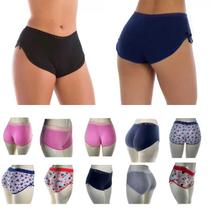 Kit Com 10 Calcinhas Boxer Em Algodão C/ Renda Feminina Adulto Estilo REF340