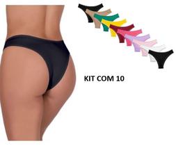 Kit com 10 Calcinhas Conforto Microfibra Lisa - Linha Premium - Envio Imediato P