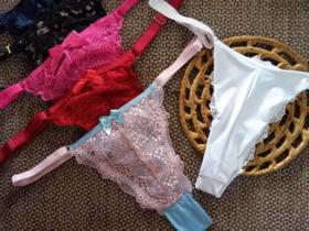 Kit com 10 calcinhas fio duplo com renda
