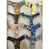 Kit com 10 Calcinhas Tanga Adulta Varias Estampas