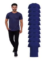 Kit Com 10 Camisetas Básica 100% Poliéster - Azul Marinho Kit Com 10 Camisetas Básica 100% Poliéster - Azul Marinho