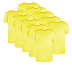 Kit com 10 Camisetas Básicas Algodão Amarela Tamanho G