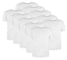 Kit com 10 Camisetas Básicas Algodão Branca Tamanho M
