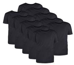 Kit com 10 Camisetas Básicas Algodão Preta Tamanho G
